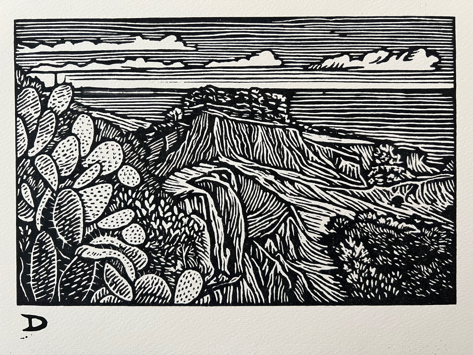 Broken Hill Hand Carved Block Print by John Durant