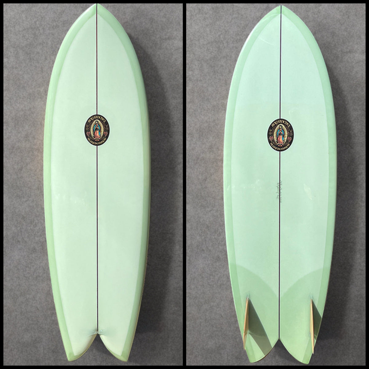 Roy Sanchez 5&#39;8&quot; Fish Surfboard- Coke Bottle Green Tint