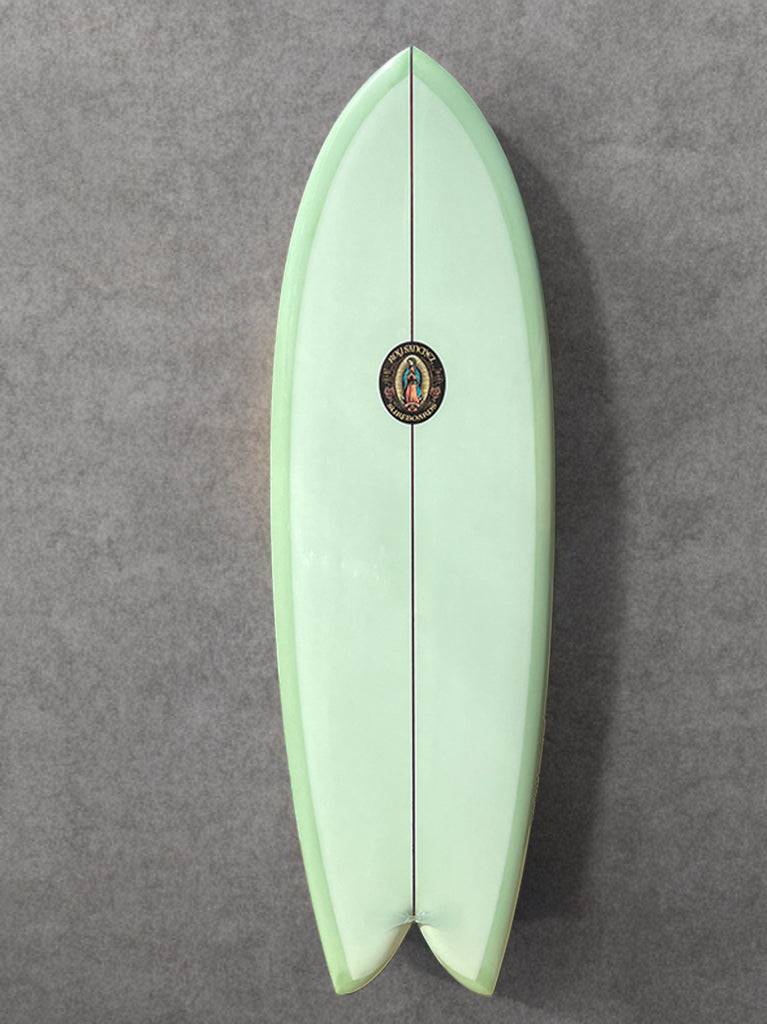 Roy Sanchez 5'8" Fish Surfboard- Coke Bottle Green Tint