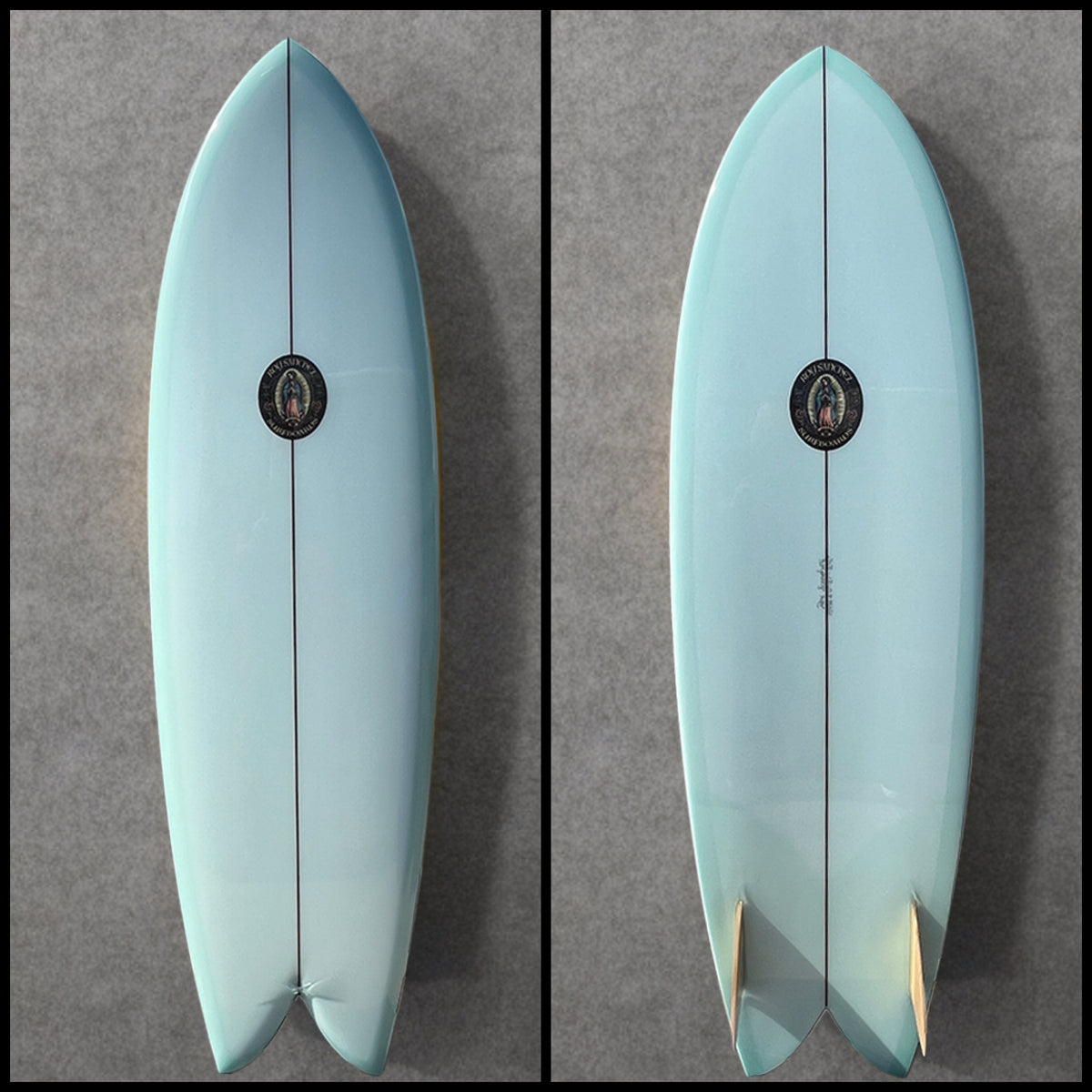 Roy Sanchez 6&#39; Fish Surfboard - Coke Bottle Blue